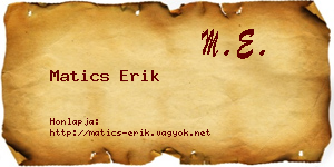 Matics Erik névjegykártya